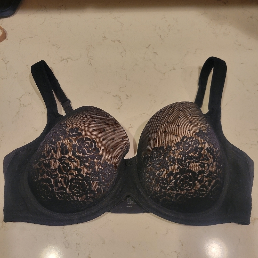 Soma Stunning Support Full Coverage Bra 32DD Black and Nude Lace - Picture 4 of 8